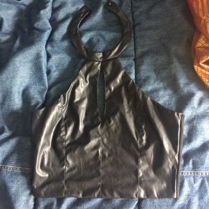leather look crop top