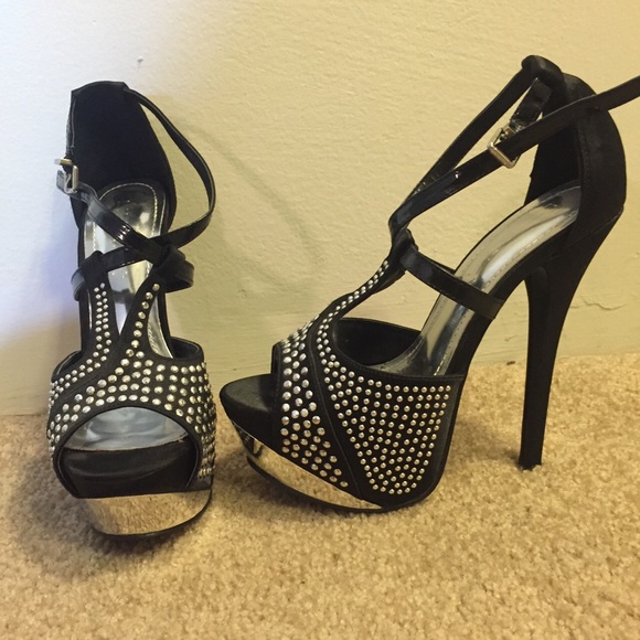 Black studded stilettos