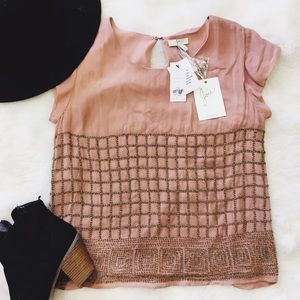 🔵CHEAPER on MERCARI Beaded cream/tan shirt