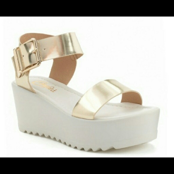 White&Gold Platform Sandals