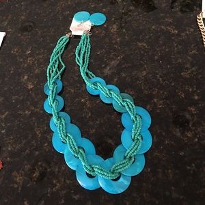 Teal like summer shell necklace set