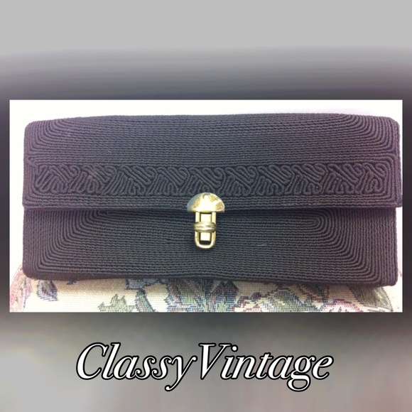 Vintage Handbags - Vintage black clutch