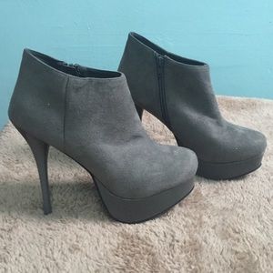 Grey suede ankle platform booties