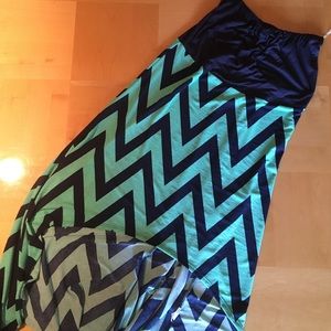Strapless, Chevron High Low Dress