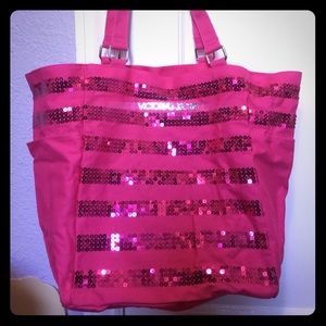 Victoria's Secret Pink Sequined Canvas Tote Bag