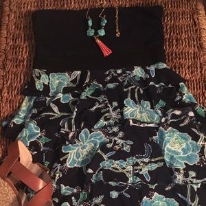 Floral strapless ruffle dress