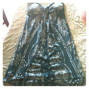 Boho hippie blue AE American eagle summer dress S