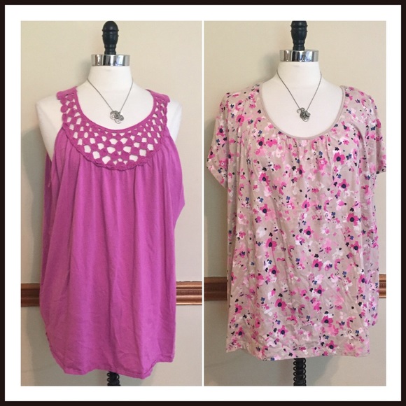St. John's Bay Tops - Pre-Made Bundle>>2 flirty floral knit summer tops