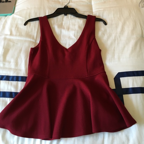 Dark Red F21 Peplum Top - Picture 1 of 2