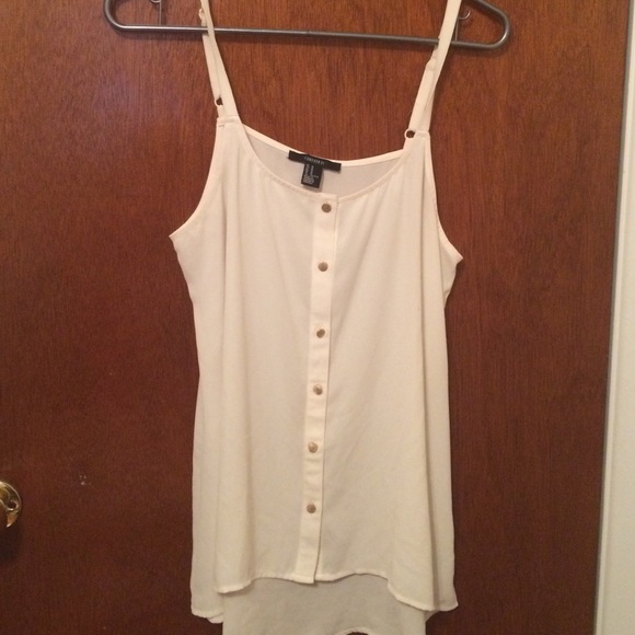 White button up spaghetti strap tank top
