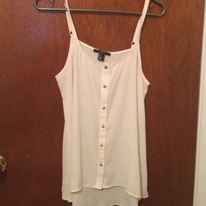 White button up spaghetti strap tank top