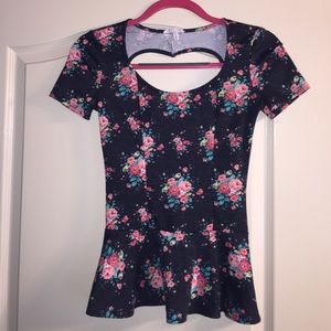 Heart cut out peplum top