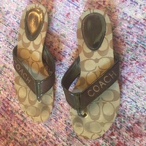 Coach brown flip-flops