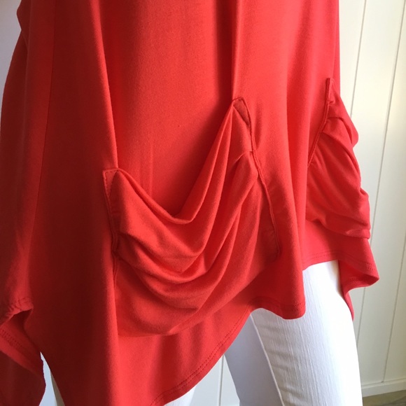 SOLD OUT•Rich Coral Slouchy Pocket Tunic - Picture 2 of 4