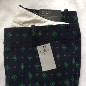 NWT J Crew Winnie cropped printed pants navy