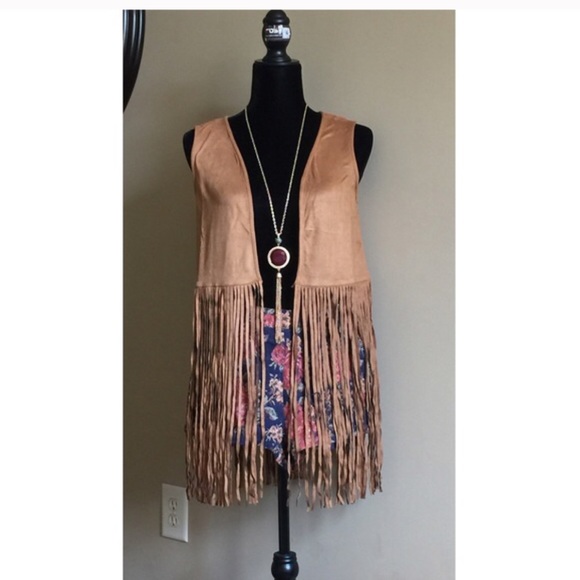 Faux Suede Fringe Vest