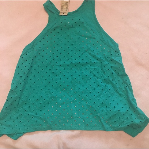 Blue green open back top