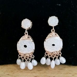Ivory And Gold Color Earrings.