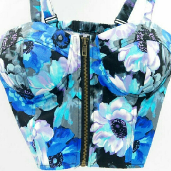 Blue Floral Crop Top