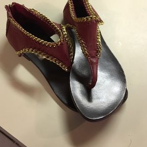 Red and gold thing sandals