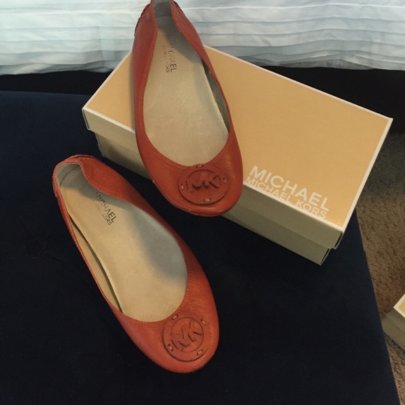 Tangerine Michael Kors leather flats