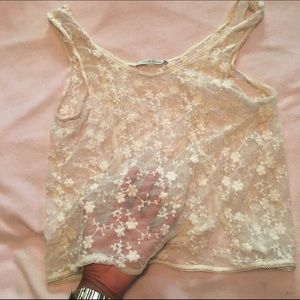 Lace open back top