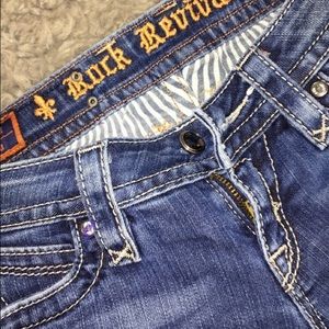 Medium wash rock revival jeans