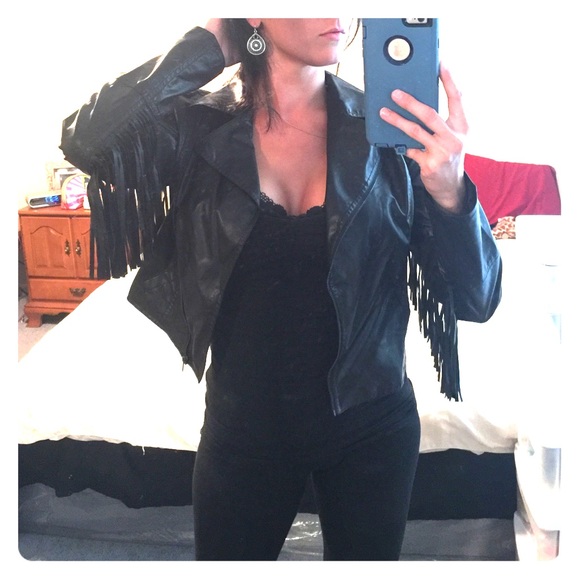 Black fringe jacket. Brand new. Sz M