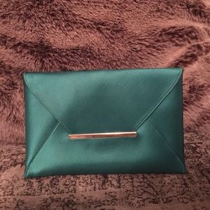 BCBG Emerald Satin Envelope Clutch