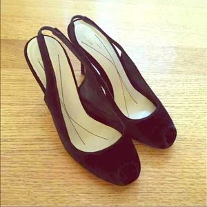 Kate spade velvet peep toe heel sling back