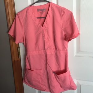 Coral greys anatomy scrub top