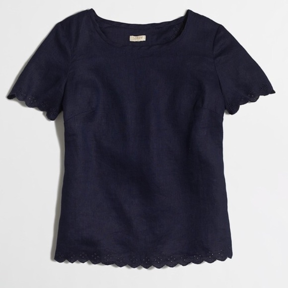 J Crew Cross Back Linen Shirt- Navy