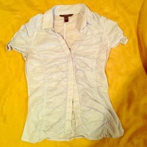 Mango ruched button-down blouse, size L