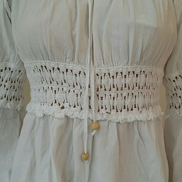 Bell Sleeve Chiffon Blouse with crochet lace - Picture 2 of 4