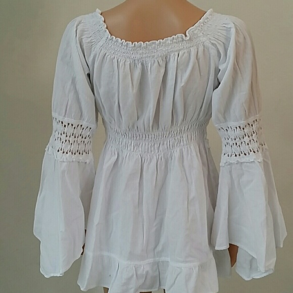 Bell Sleeve Chiffon Blouse with crochet lace - Picture 4 of 4