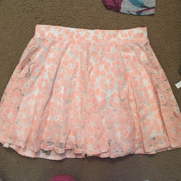 Pink and white floral skirt