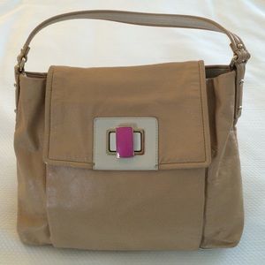 Kate Spade Neutral Purse with Pink Turnlock