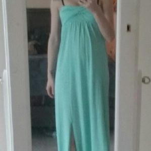 Seafoam green maxi slit dress
