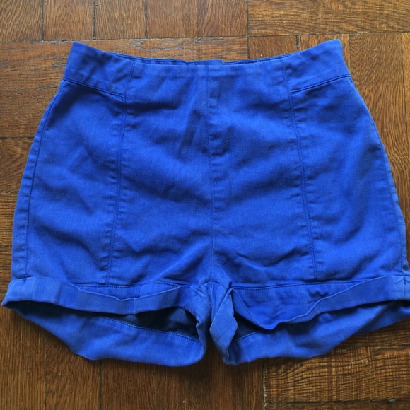 Bright blue hot pants from UO