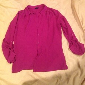 Dark fuchsia long-sleeve button-down (size L)