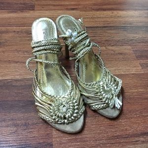 Gold Strappy Tie Mermaid Sandals