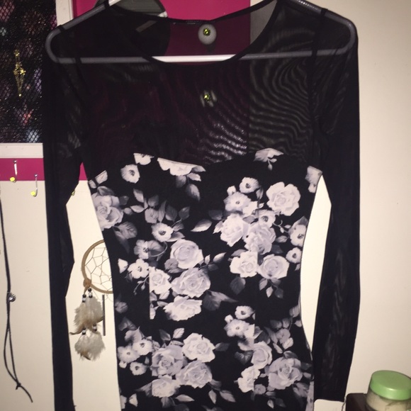 Floral black right short dress