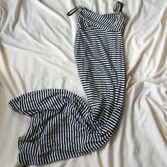 Black and White Striped Maxi Dress