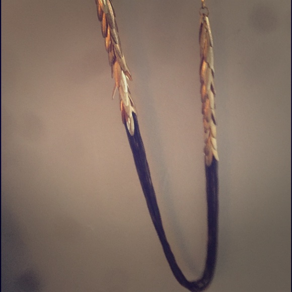 Black and gold multi sting long necklace