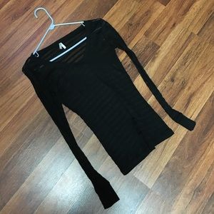 Black Striped Sheer Layering Tee