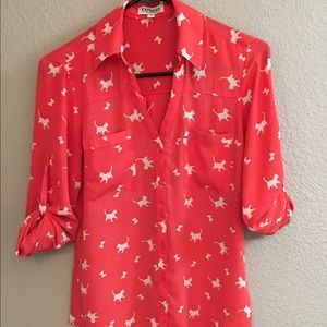 Express Cat Button Up