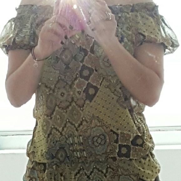 Seventies design sheer green brown top - Picture 1 of 1