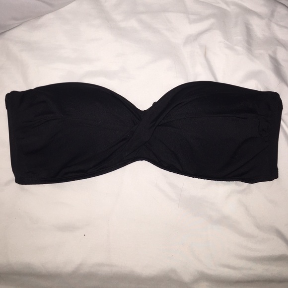 Black bandeau bathing suit top