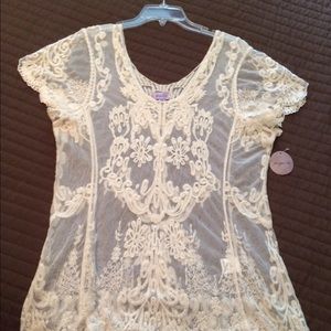 Sheer Lace Top Ivory Cream