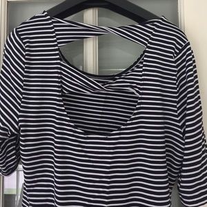 Navy stripe shirt with open back detail